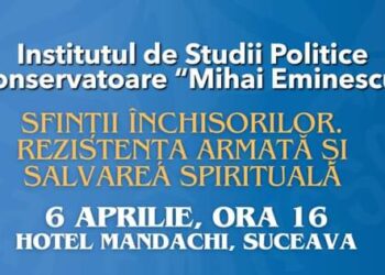 Institutul de Studii Politice Conservatoare „Mihai Eminescu” va ține la Suceava, pe 6 aprilie 2024, la ora 16:00, la Hotel Mandachi, o conferință intitulată „Sfinții închisorilor. Rezistența armată și salvarea spirituală”
