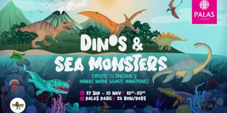 Lumea Dinozaurilor și Monștrii marini: expoziție de animale subacvatice gigant și dinozauri animatronici, în parcul Palas, începând din acest weekend