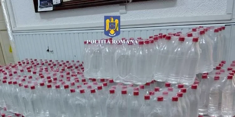 Două tone de alcool fără acte, descoperite de polițiști într-o dubă!