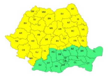 Cod galben de ploi și vijelii în Neamț anunțat de ANM